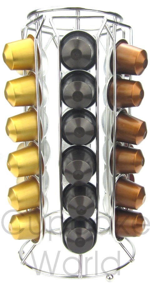 SLEEK CYLINDER COFFEE CAPSULE RACK STAND FOR 36 NESPRESSO PODS - Click Image to Close